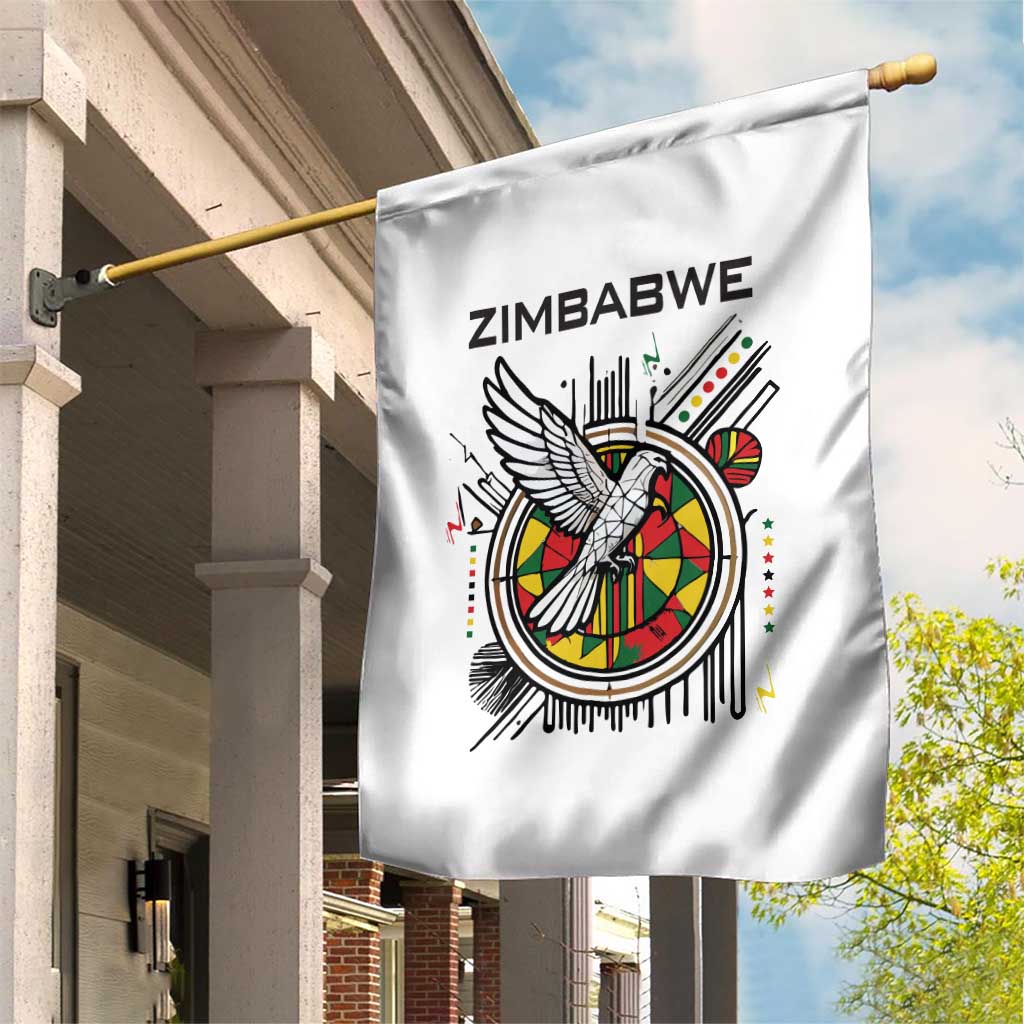 Spirit of Zimbabwe Garden Flag Tribal Patterns, Flag Colors and Symbol of Peace