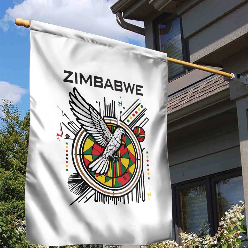 Spirit of Zimbabwe Garden Flag Tribal Patterns, Flag Colors and Symbol of Peace