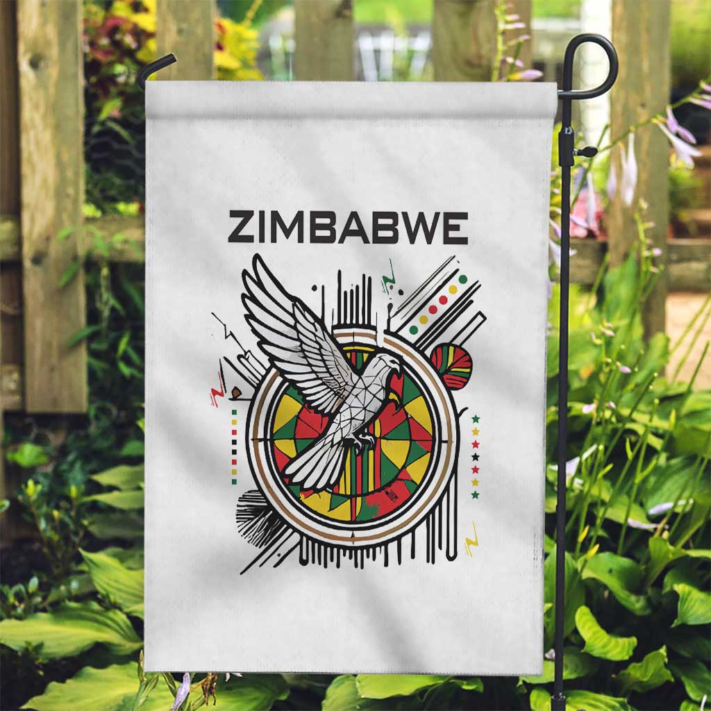 Spirit of Zimbabwe Garden Flag Tribal Patterns, Flag Colors and Symbol of Peace