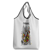 Spirit of Zimbabwe Grocery Bag Tribal Patterns, Flag Colors and Symbol of Peace