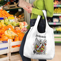Spirit of Zimbabwe Grocery Bag Tribal Patterns, Flag Colors and Symbol of Peace