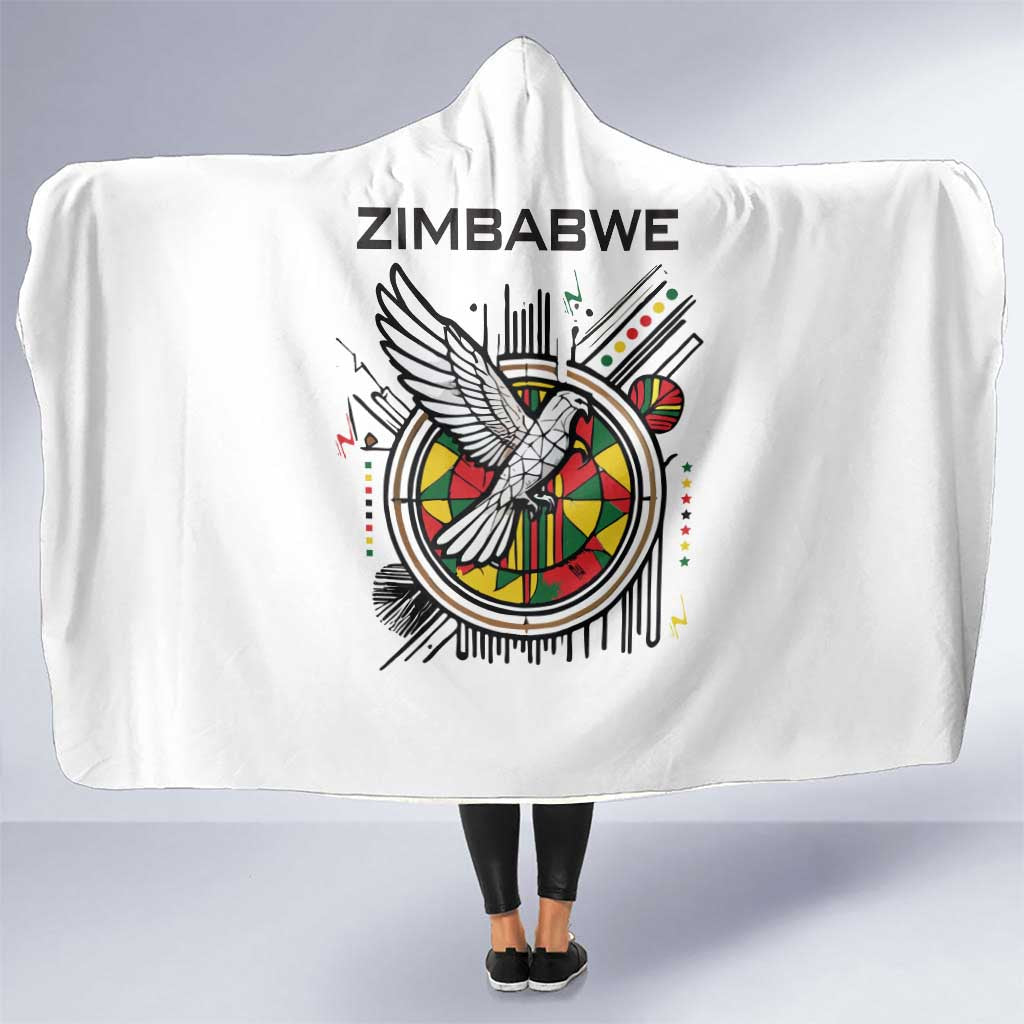 Spirit of Zimbabwe Hooded Blanket Tribal Patterns, Flag Colors and Symbol of Peace