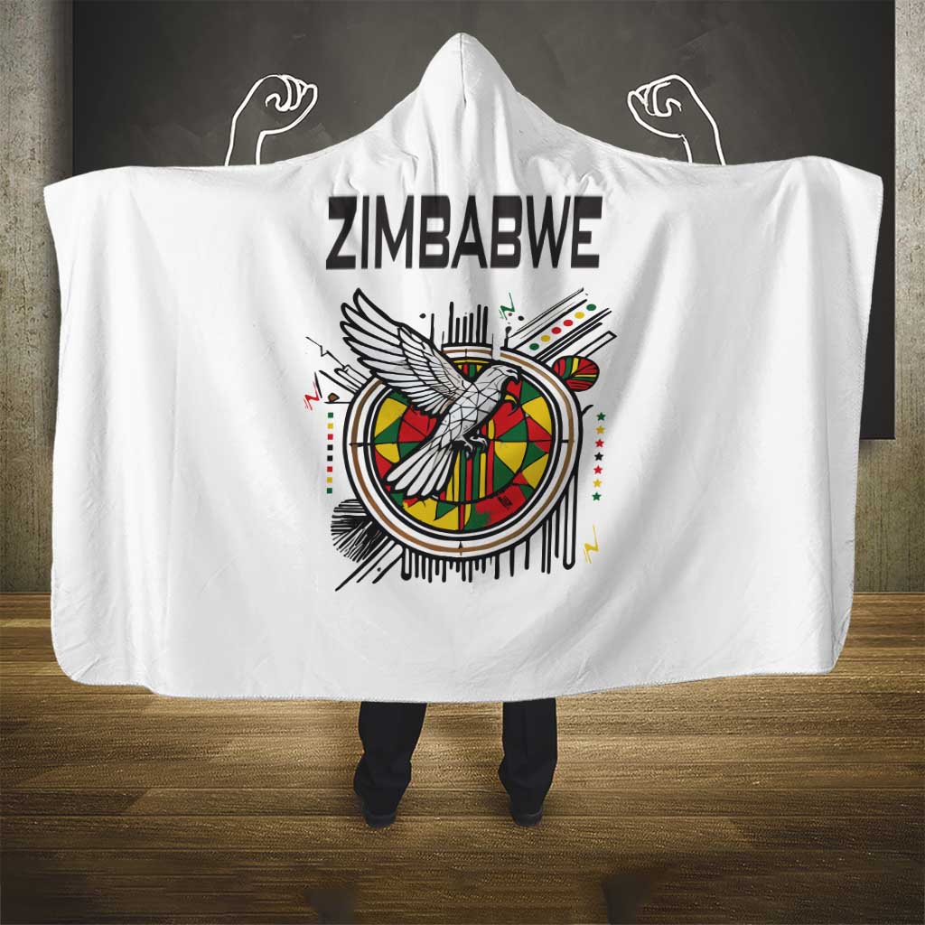 Spirit of Zimbabwe Hooded Blanket Tribal Patterns, Flag Colors and Symbol of Peace