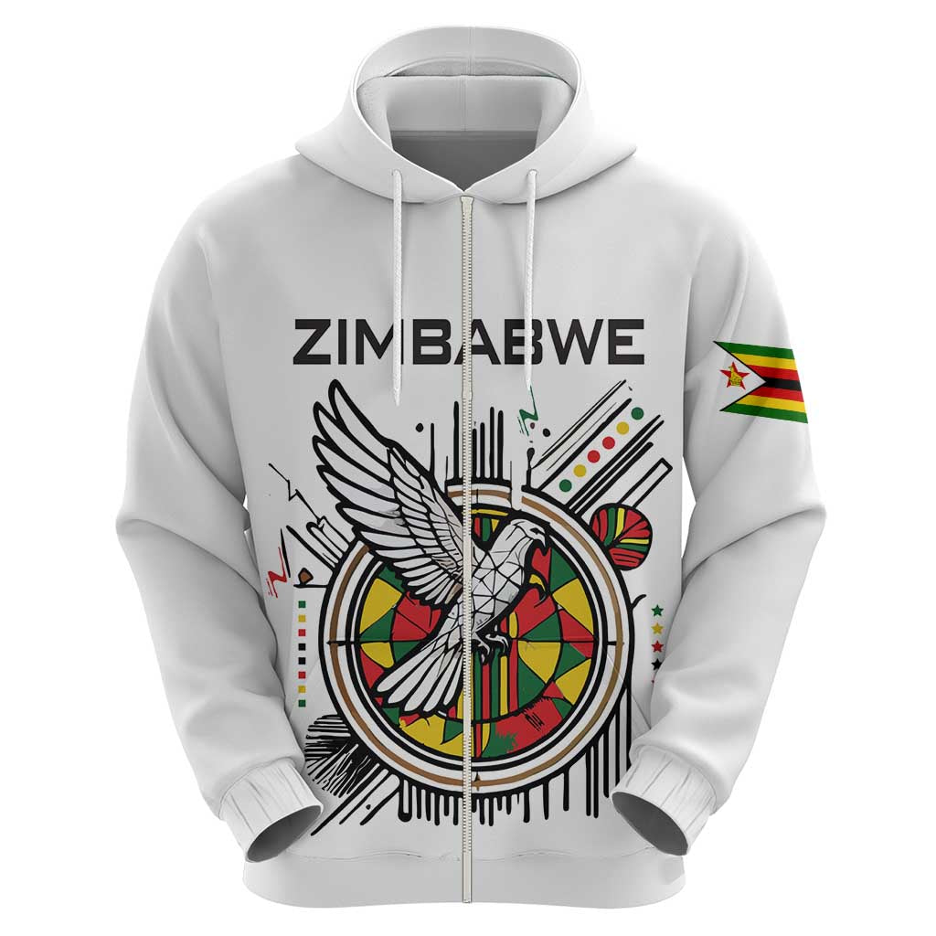 Spirit of Zimbabwe Hoodie Tribal Patterns, Flag Colors and Symbol of Peace