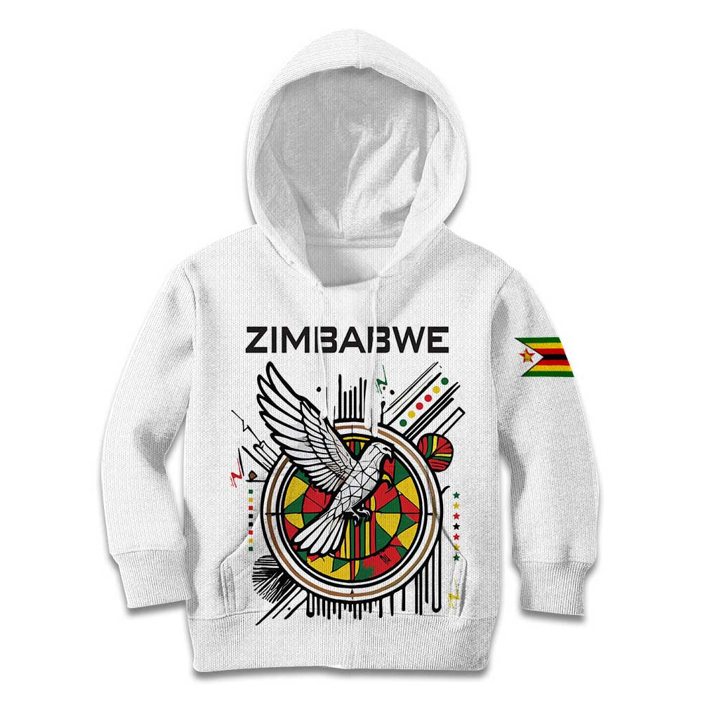 Spirit of Zimbabwe Kid Hoodie Tribal Patterns, Flag Colors and Symbol of Peace