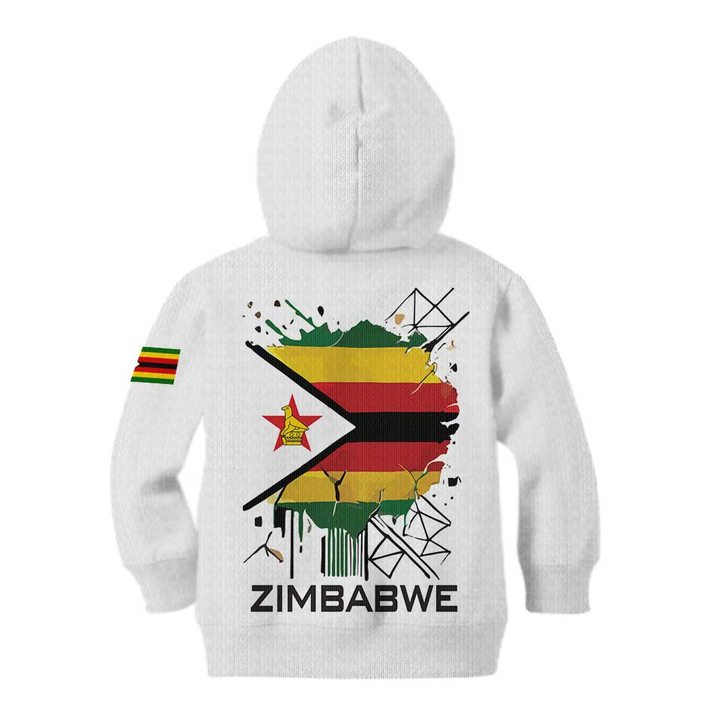 Spirit of Zimbabwe Kid Hoodie Tribal Patterns, Flag Colors and Symbol of Peace