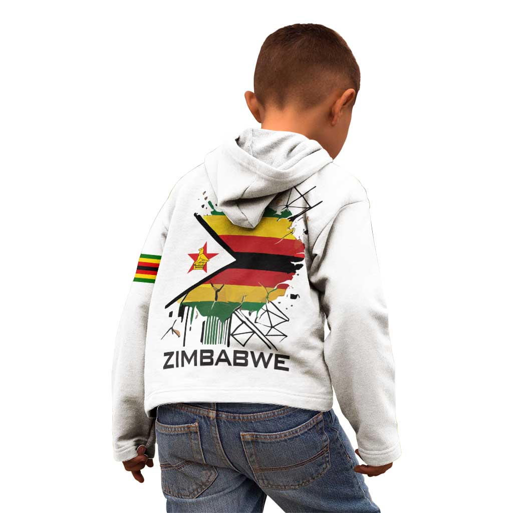Spirit of Zimbabwe Kid Hoodie Tribal Patterns, Flag Colors and Symbol of Peace