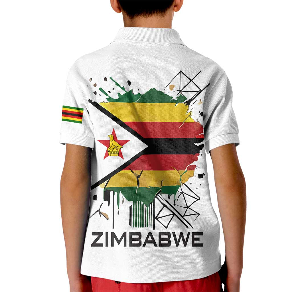 Spirit of Zimbabwe Kid Polo Shirt Tribal Patterns, Flag Colors and Symbol of Peace