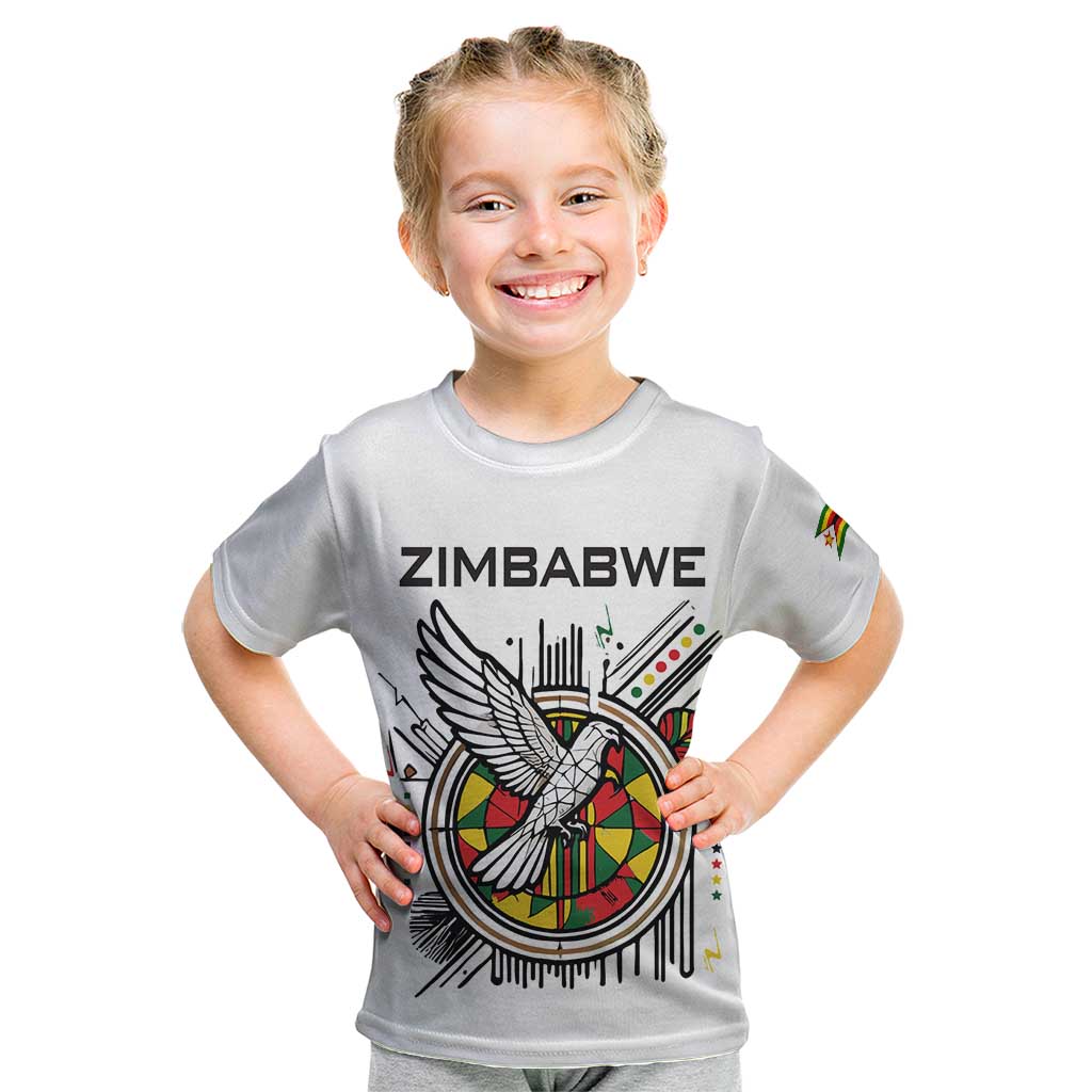 Spirit of Zimbabwe Kid T Shirt Tribal Patterns, Flag Colors and Symbol of Peace