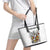 Spirit of Zimbabwe Leather Tote Bag Tribal Patterns, Flag Colors and Symbol of Peace