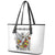 Spirit of Zimbabwe Leather Tote Bag Tribal Patterns, Flag Colors and Symbol of Peace