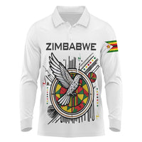 Spirit of Zimbabwe Long Sleeve Polo Shirt Tribal Patterns, Flag Colors and Symbol of Peace