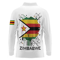 Spirit of Zimbabwe Long Sleeve Polo Shirt Tribal Patterns, Flag Colors and Symbol of Peace