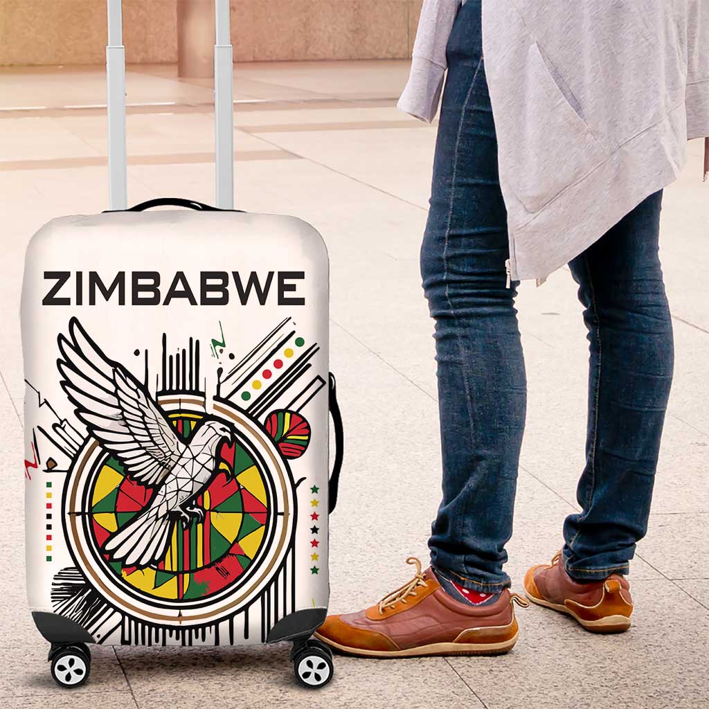 Spirit of Zimbabwe Luggage Cover Tribal Patterns, Flag Colors and Symbol of Peace