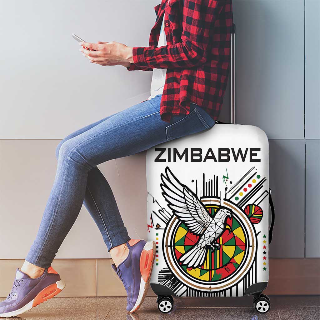 Spirit of Zimbabwe Luggage Cover Tribal Patterns, Flag Colors and Symbol of Peace