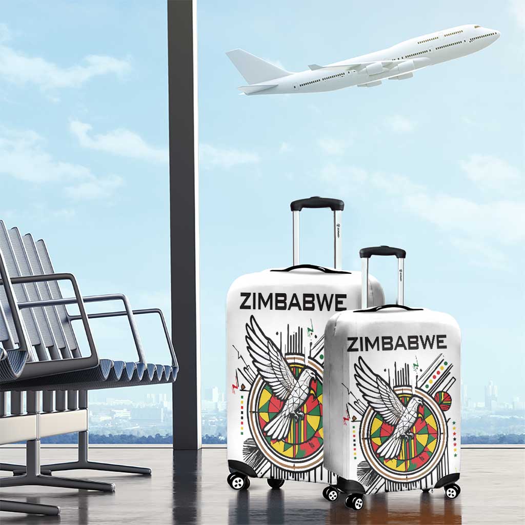 Spirit of Zimbabwe Luggage Cover Tribal Patterns, Flag Colors and Symbol of Peace