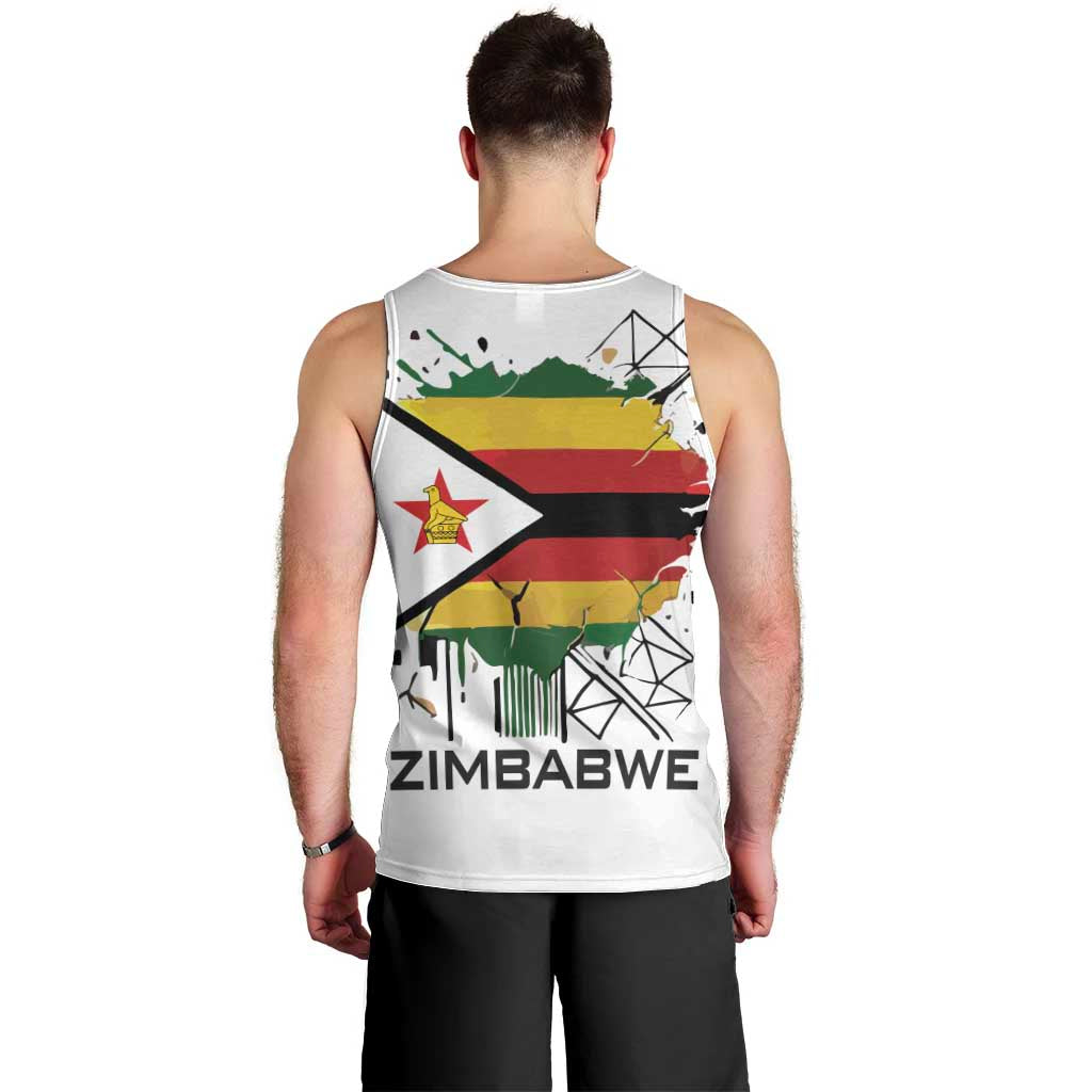 Spirit of Zimbabwe Men Tank Top Tribal Patterns, Flag Colors and Symbol of Peace