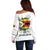 Spirit of Zimbabwe Off Shoulder Sweater Tribal Patterns, Flag Colors and Symbol of Peace
