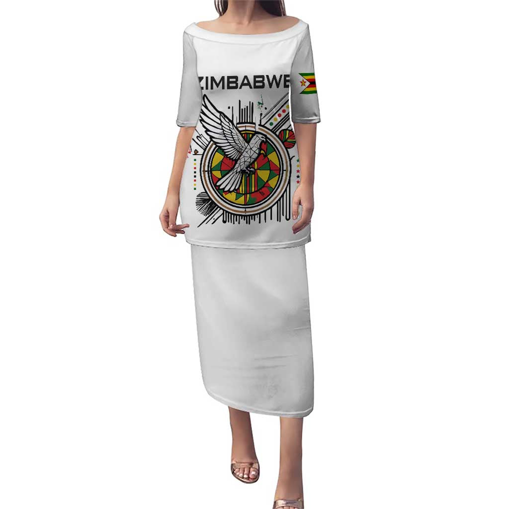 Spirit of Zimbabwe Puletasi Tribal Patterns, Flag Colors and Symbol of Peace