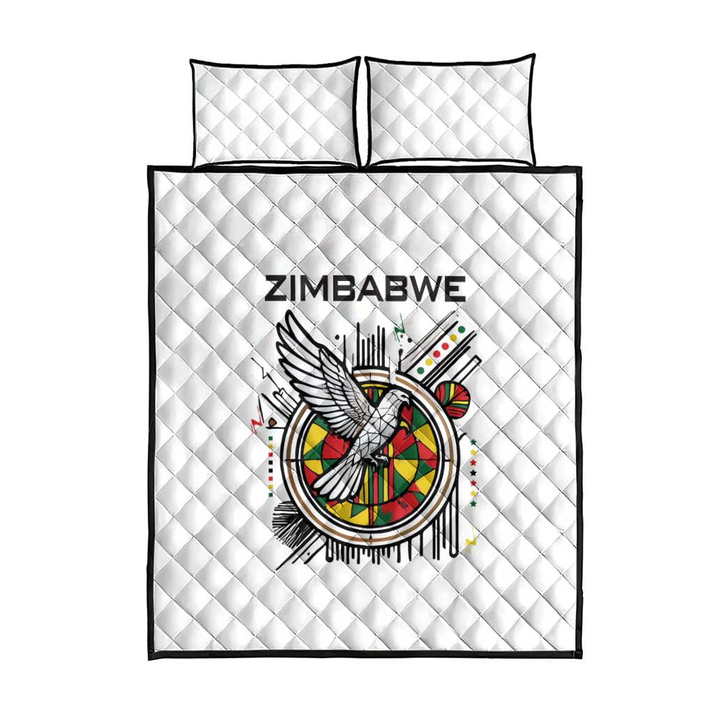 Spirit of Zimbabwe Quilt Bed Set Tribal Patterns, Flag Colors and Symbol of Peace