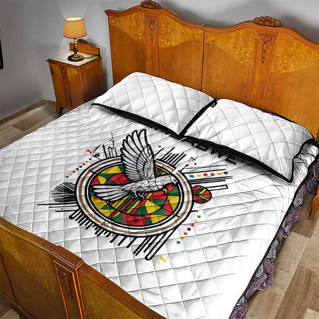 Spirit of Zimbabwe Quilt Bed Set Tribal Patterns, Flag Colors and Symbol of Peace