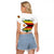 Spirit of Zimbabwe Raglan Cropped T Shirt Tribal Patterns, Flag Colors and Symbol of Peace