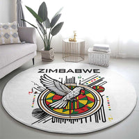 Spirit of Zimbabwe Round Carpet Tribal Patterns, Flag Colors and Symbol of Peace