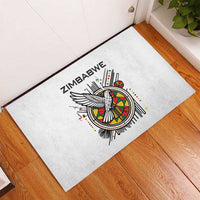 Spirit of Zimbabwe Rubber Doormat Tribal Patterns, Flag Colors and Symbol of Peace