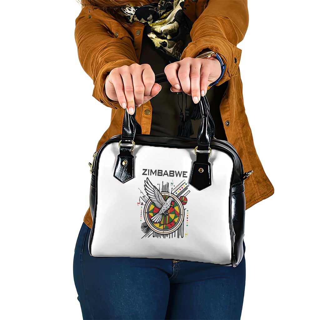 Spirit of Zimbabwe Shoulder Handbag Tribal Patterns, Flag Colors and Symbol of Peace