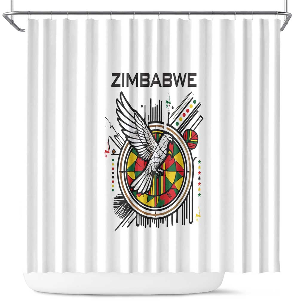 Spirit of Zimbabwe Shower Curtain Tribal Patterns, Flag Colors and Symbol of Peace