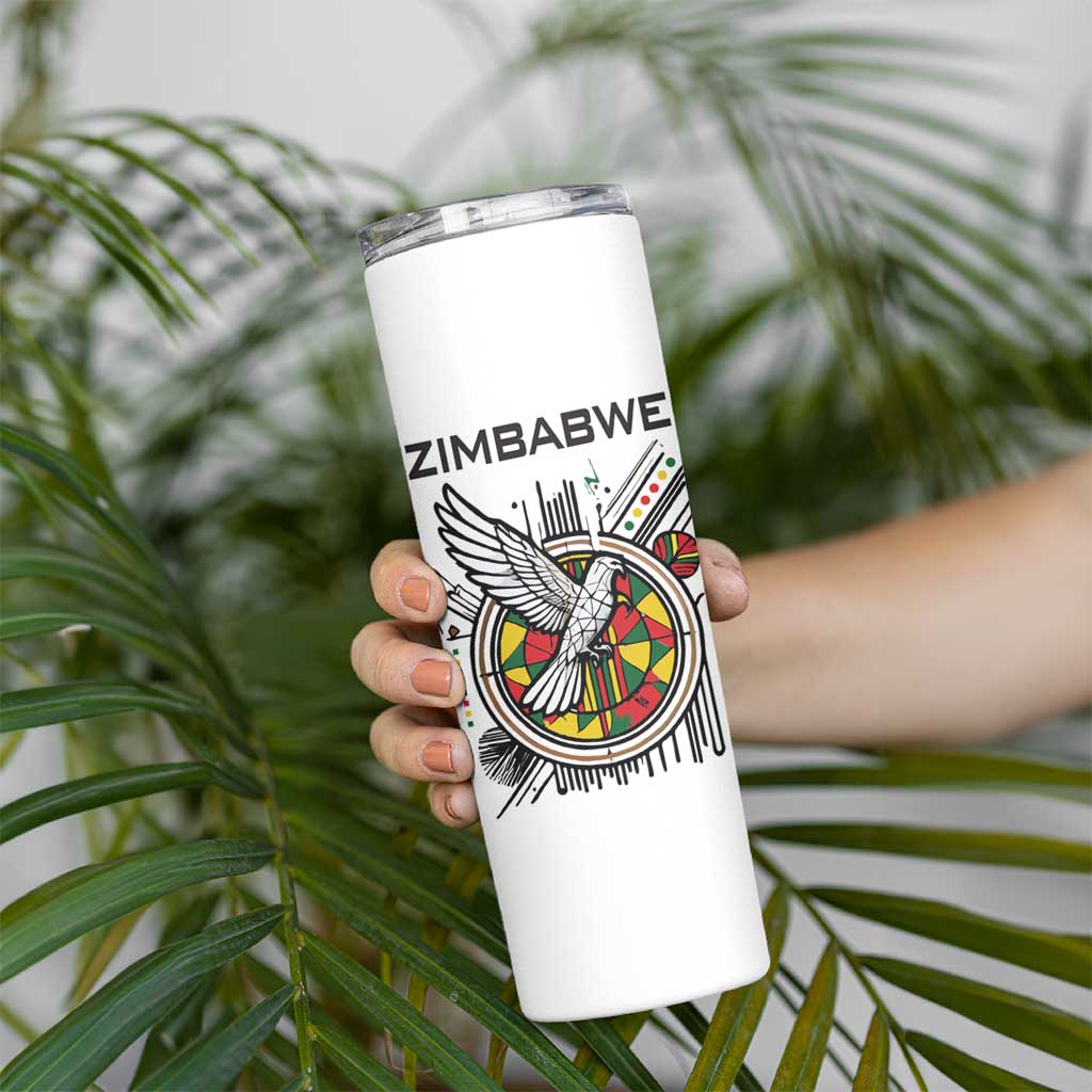 Spirit of Zimbabwe Skinny Tumbler Tribal Patterns, Flag Colors and Symbol of Peace