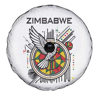 Spirit of Zimbabwe Spare Tire Cover Tribal Patterns, Flag Colors and Symbol of Peace