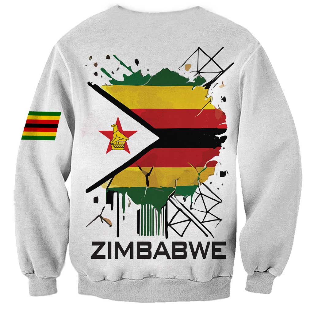 Spirit of Zimbabwe Sweatshirt Tribal Patterns, Flag Colors and Symbol of Peace
