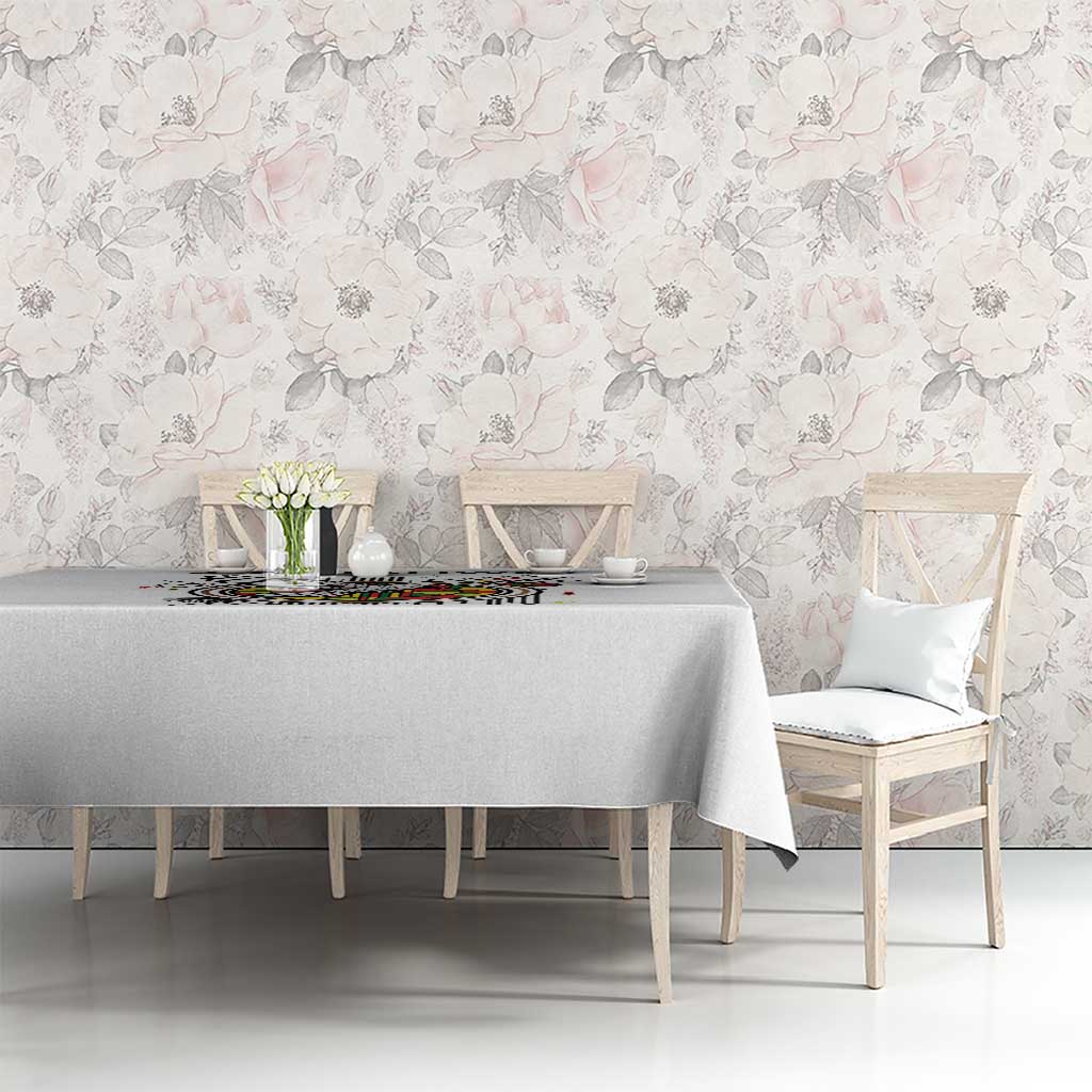 Spirit of Zimbabwe Tablecloth Tribal Patterns, Flag Colors and Symbol of Peace