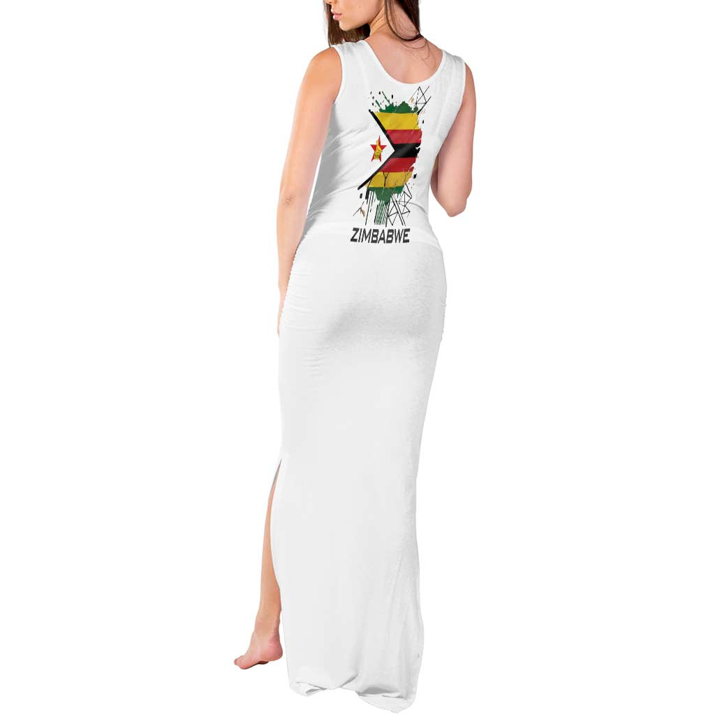 Spirit of Zimbabwe Tank Maxi Dress Tribal Patterns, Flag Colors and Symbol of Peace