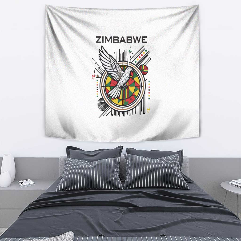 Spirit of Zimbabwe Tapestry Tribal Patterns, Flag Colors and Symbol of Peace
