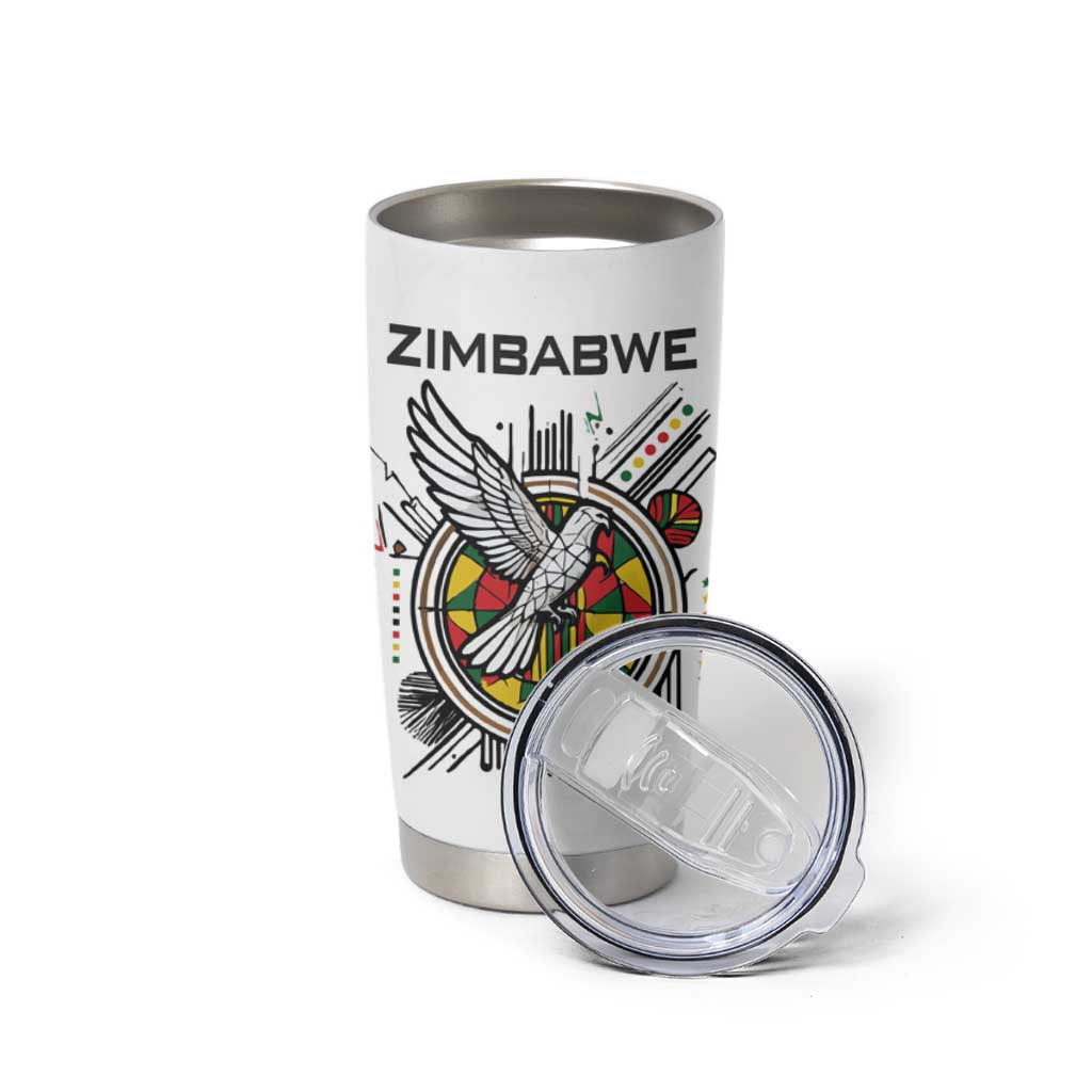 Spirit of Zimbabwe Tumbler Cup Tribal Patterns, Flag Colors and Symbol of Peace
