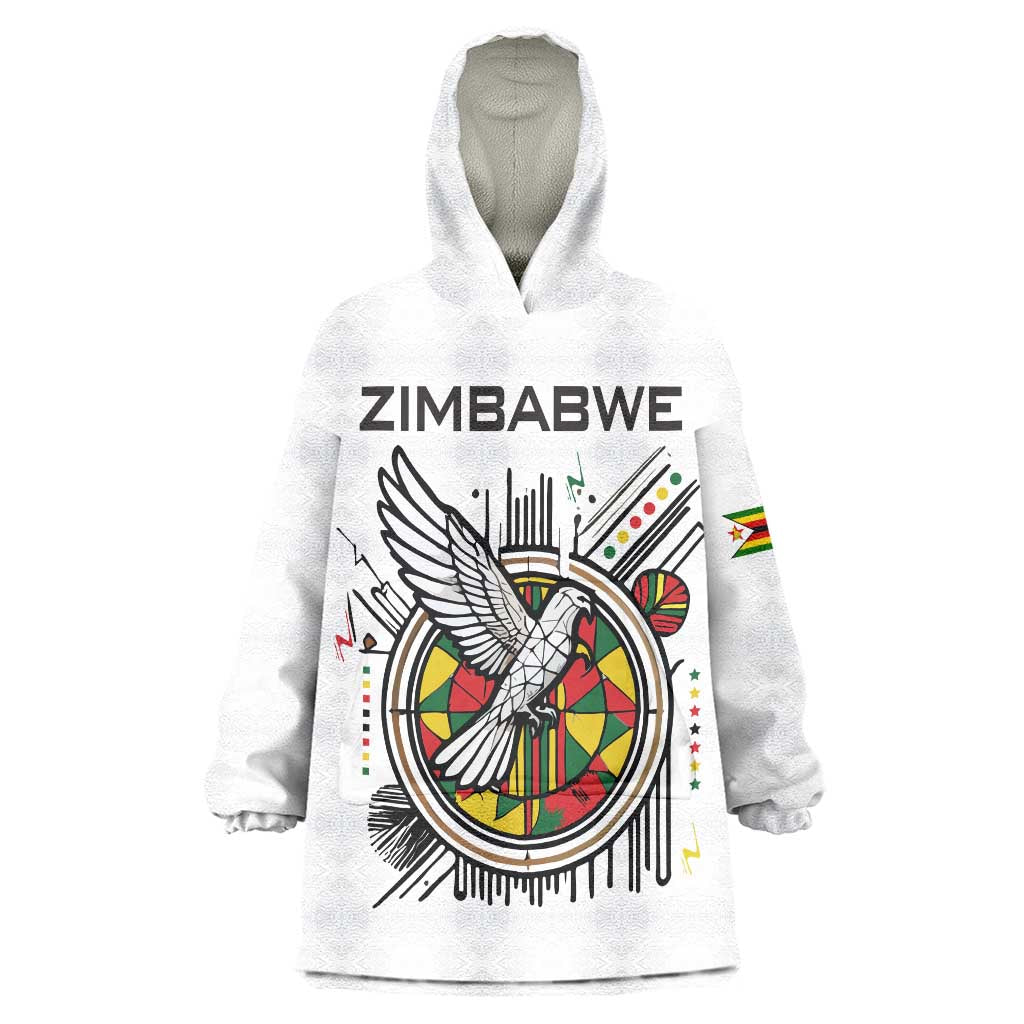 Spirit of Zimbabwe Wearable Blanket Hoodie Tribal Patterns, Flag Colors and Symbol of Peace