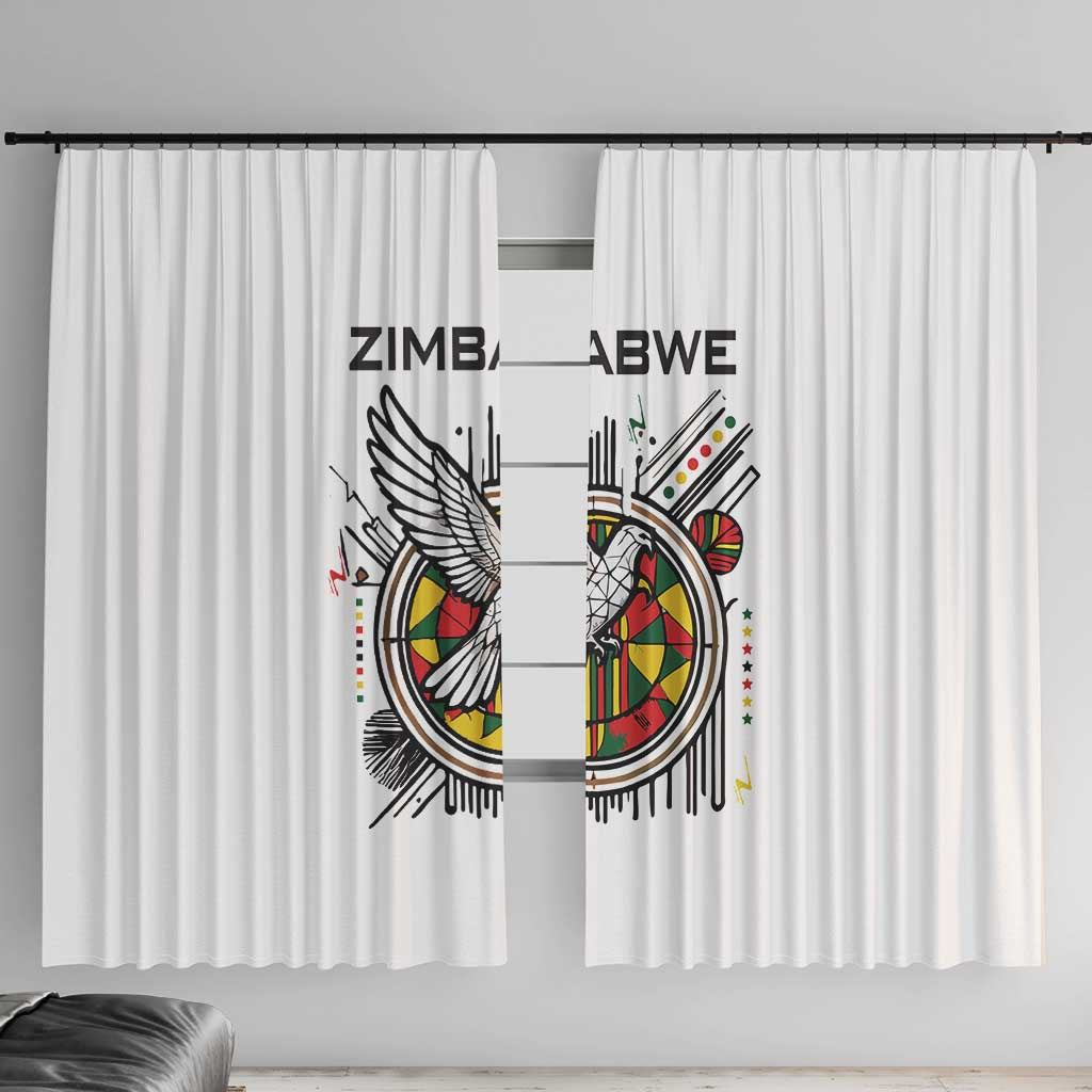 Spirit of Zimbabwe Window Curtain Tribal Patterns, Flag Colors and Symbol of Peace