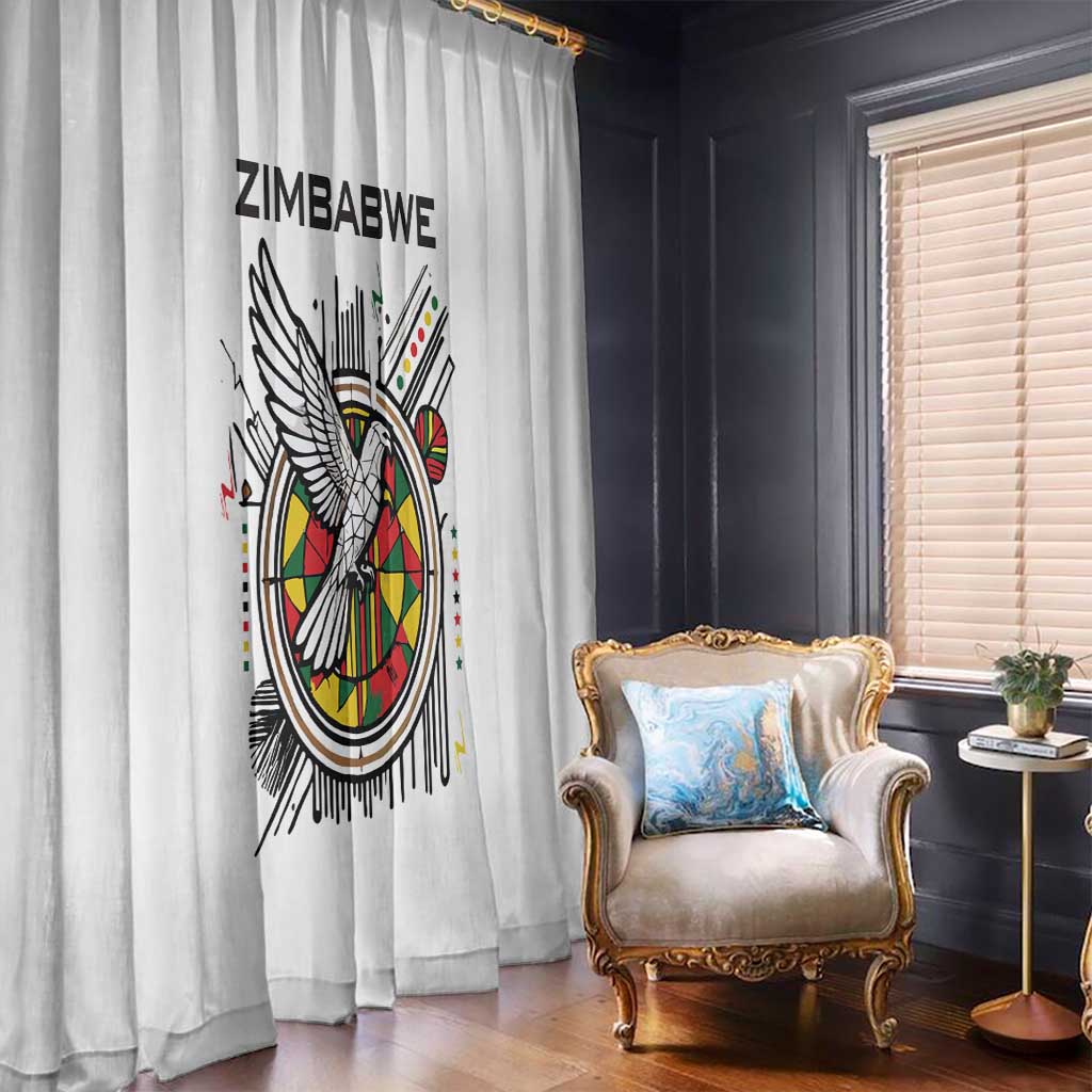 Spirit of Zimbabwe Window Curtain Tribal Patterns, Flag Colors and Symbol of Peace
