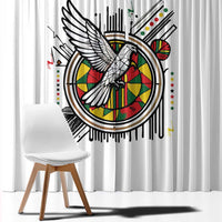 Spirit of Zimbabwe Window Curtain Tribal Patterns, Flag Colors and Symbol of Peace