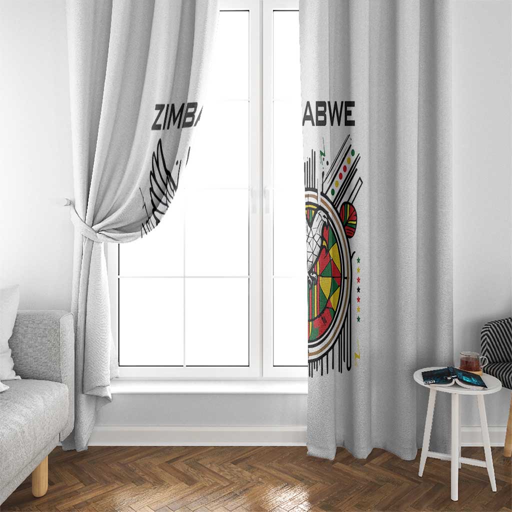 Spirit of Zimbabwe Window Curtain Tribal Patterns, Flag Colors and Symbol of Peace