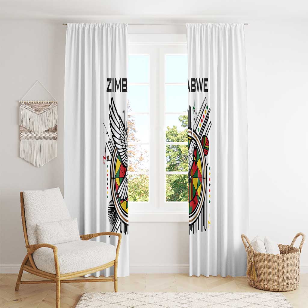 Spirit of Zimbabwe Window Curtain Tribal Patterns, Flag Colors and Symbol of Peace