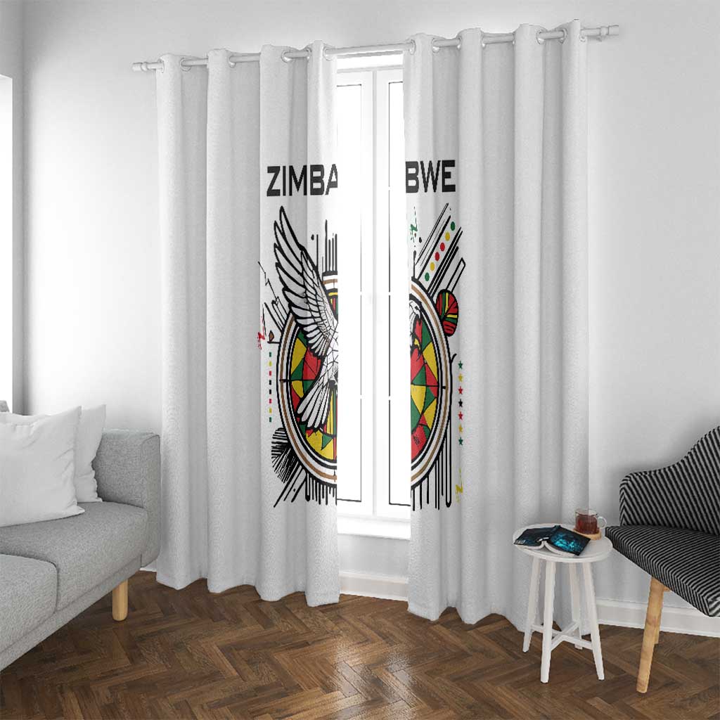 Spirit of Zimbabwe Window Curtain Tribal Patterns, Flag Colors and Symbol of Peace
