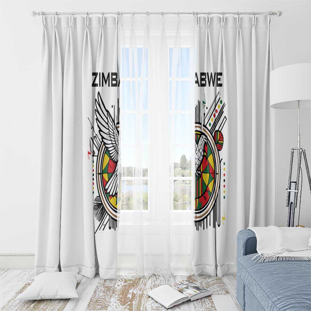 Spirit of Zimbabwe Window Curtain Tribal Patterns, Flag Colors and Symbol of Peace