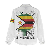 Spirit of Zimbabwe Women Casual Shirt Tribal Patterns, Flag Colors and Symbol of Peace
