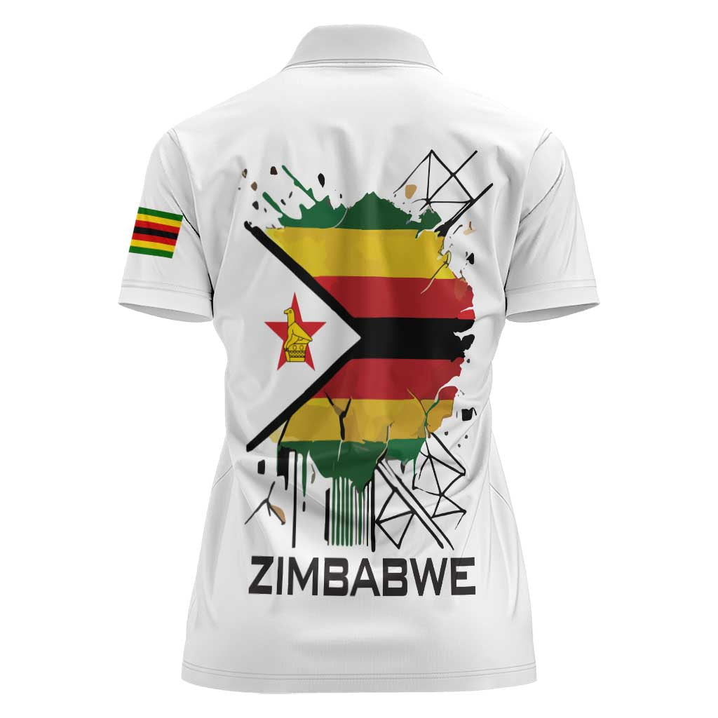 Spirit of Zimbabwe Women Polo Shirt Tribal Patterns, Flag Colors and Symbol of Peace