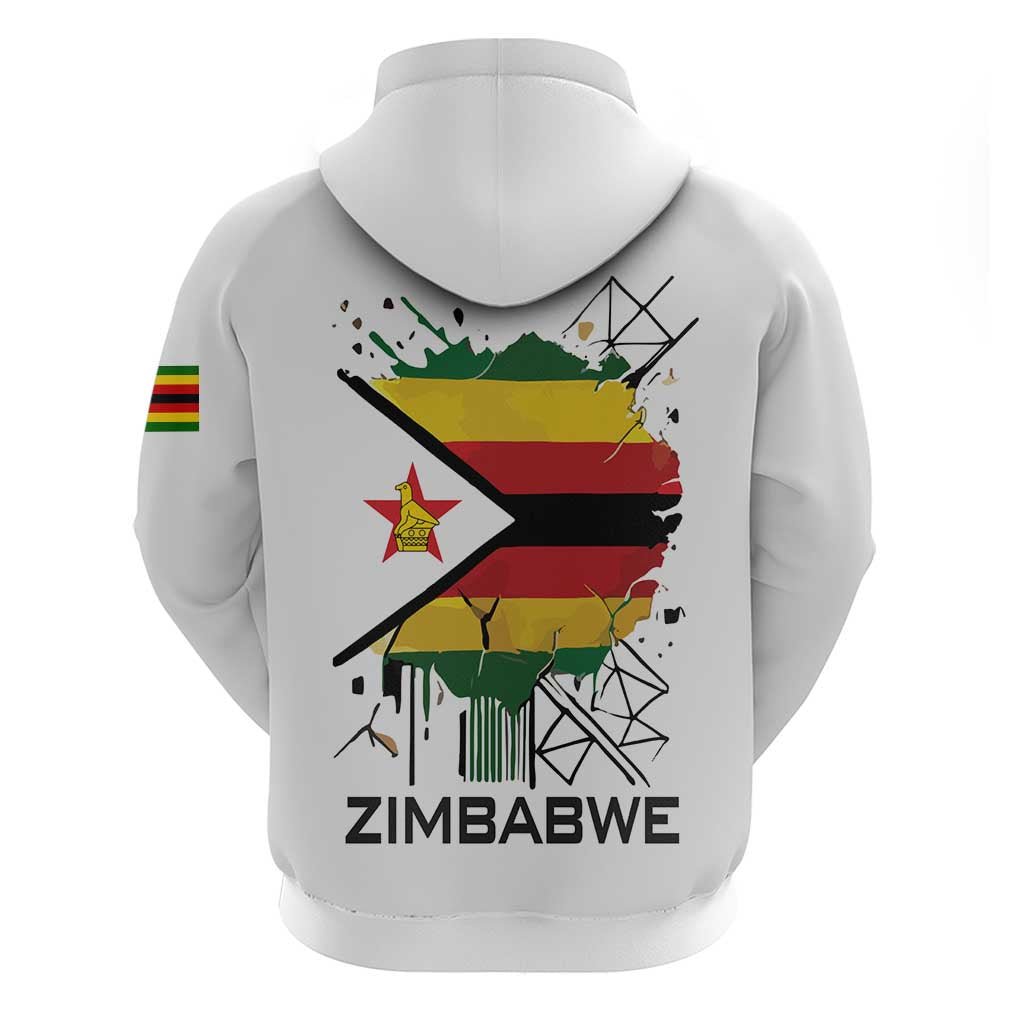 Spirit of Zimbabwe Zip Hoodie Tribal Patterns, Flag Colors and Symbol of Peace