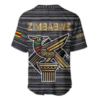 Zimbabwean Bird Statue Baseball Jersey Tribal Pattern with National Flag Patch and Heritage Symbol