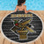 Zimbabwean Bird Statue Beach Blanket Tribal Pattern with National Flag Patch and Heritage Symbol